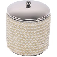 Porta Algodão 10x10x12cm de Aço Inox Com Perola